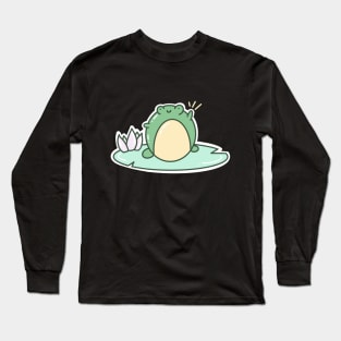 Cute Frog on Lily Pad Long Sleeve T-Shirt